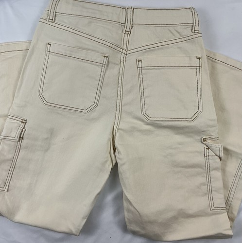 Art Class Kids Dad Jeans Size 10 High Rise Relaxed Fit Carpenter Pockets Cream - Picture 6 of 7