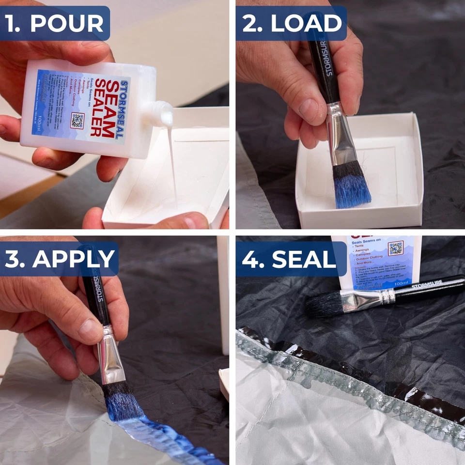 Sellador impermeable de 100 ml para tiendas de campaña chaquetas sellado de costuras de engranajes uso en exteriores Foto 3 de 4