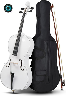Full Size 4/4 Acoustic Cello White Set w/ Bow Bag Rosin Bridge for Beginners NEW