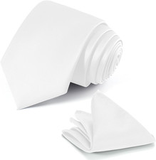 Black Tie Set in Gift Box Mens Solid Color 3.15" 8CM Black Necktie and Pocket