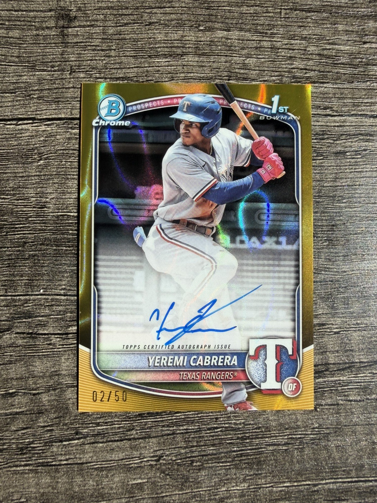 YEREMI CABRERA 2025 BOWMAN CHROME 1ST AUTOGRAPH GOLD LAVA AUTO /50 NATIONALS