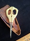 Antique Ivory Pyralin “Du Barry” Scissors - Celluloid Handle - With Leather Case — photo 3