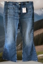 New Look Womens High Stretch Rise Flare Denim Jeans UK Size 18 Mid Blue BNWT