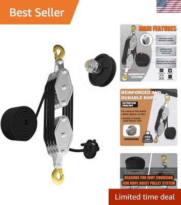 Upgraded 4400LB Pulley Block: 8:1 Ratio, Rust-Proof & Lightweight for Easy Use