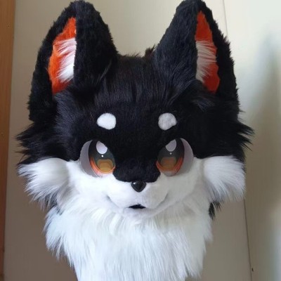Fursuit Long haired Dog Fox Mascot Party Halloween Fur Cosplay(head)