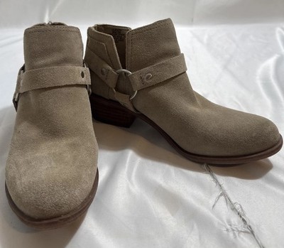Lucky Brand Bolton Ankle Boots Women s 8M Beige Suede Zip Up