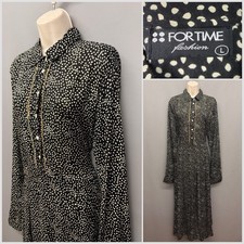 FORTIME Fashion Black Mix Vintage 80's Belted Dress Large