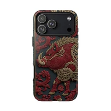 Phone Ink - Case for iPhone/Galaxy/Pixel - Red Boar Knotwork Gold