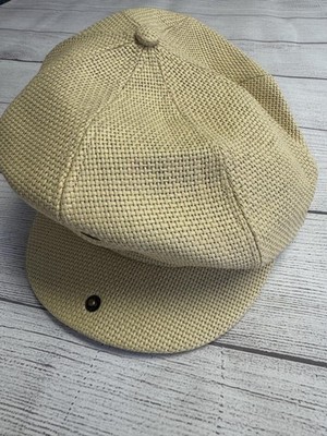 Brixton Hat Newsboy Cap Fitted Mens M 7 1/4 Tan Straw Brood LW Snap Lined