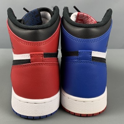 NIKE Size 6Y Black Red & Blue Color Block Leather High Top