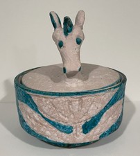 SCATOLA PIATTO CAVALLO CERAMICA ARTE ITALIANA VINTAGE STILE GAMBONE METÀ SECOLO MODERNO ANNI 60