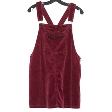 Hot Topic Overall Dress Get Lost Jumper Corduroy Academia Retro Burgundy Large