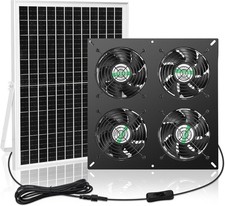 25W Solar 4-Fan Kit for Greenhouses, Chicken Coops, Sheds - Ventilation System