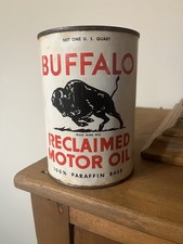 Vintage Buffalo Motor Oil Tin Can Display Advertising Antique Quart Maywood CA