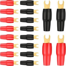 4 Gauge Wire Connectors, 20PCS Spade Terminals Copper Gold Plated Fork Adapters
