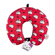 Neck Pillow - Hello Kitty - Red Allover Travel Cushion Super Soft Comfort NEW