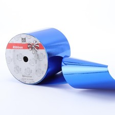 4 Inch x 50 Yards Shiny Blue Waterproof Ribbon Curling Plastic Gift Wrapping