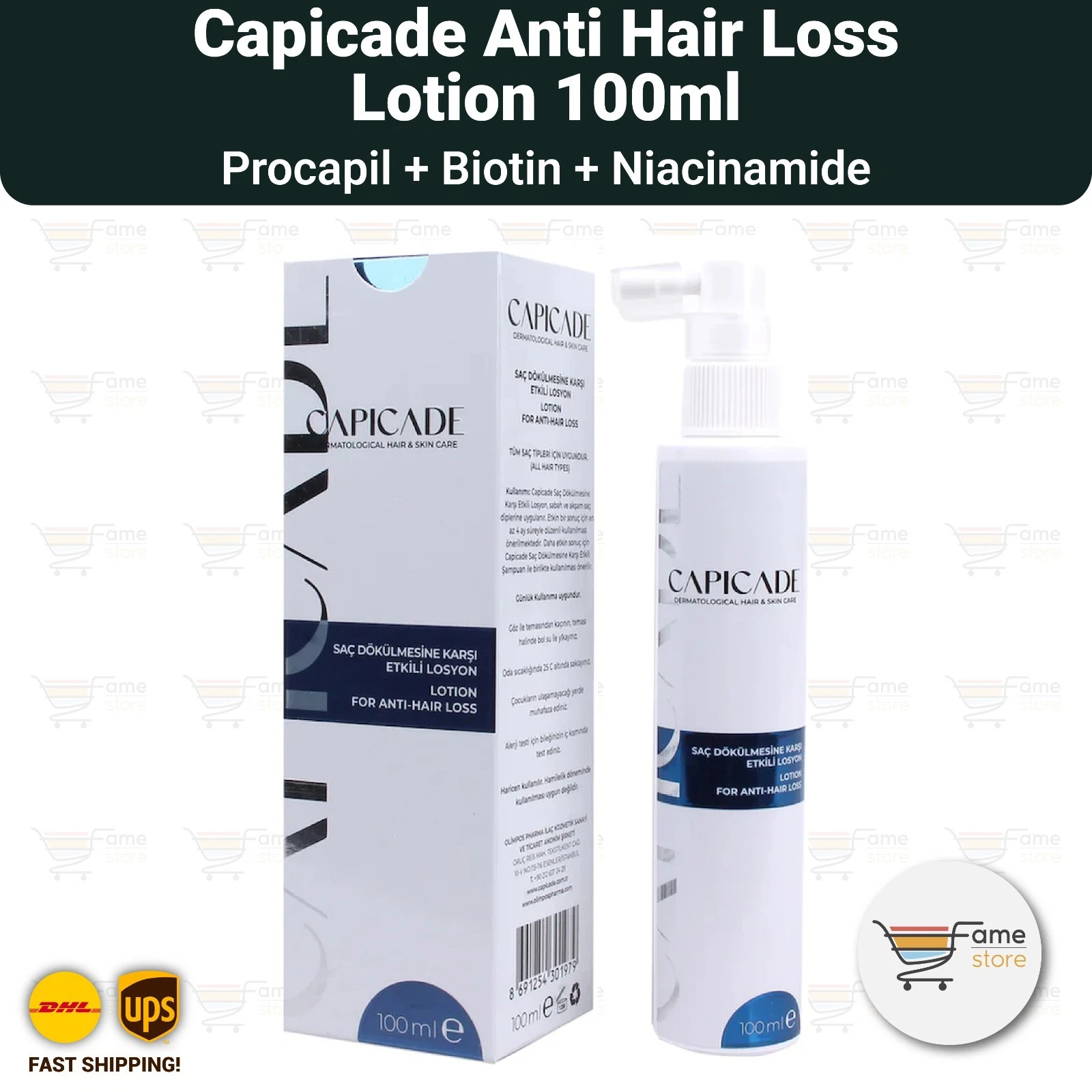 Capicade Anti Hair Loss Lotion Procapil Biotin Niacinamide 100ml