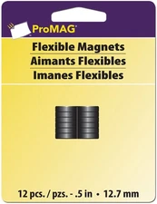 ProMag 12353  Flexible Round Magnets-.5" 12/Pkg (6Pk)