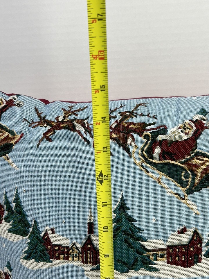 Santa Claus On Sleigh Tapestry Throw Pillow Christmas Holiday Decor