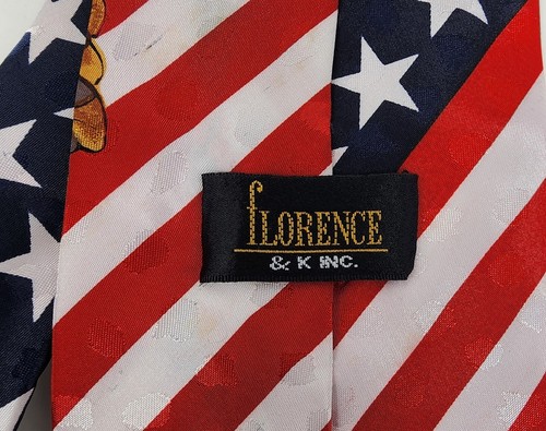 100% Silk USA Eagle Flag Necktie Patriotic Stars Stripes 56" Florence & K - Picture 4 of 8