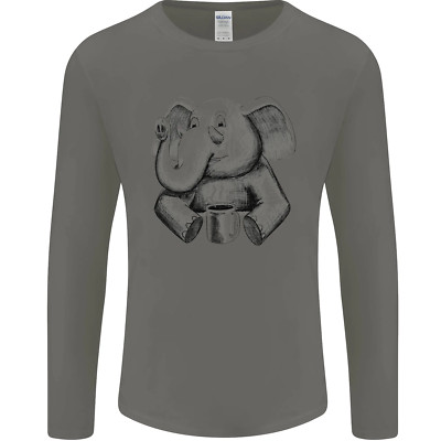 Ein Elefant Trinken Kaffee Herren Langärmelig Maglietta