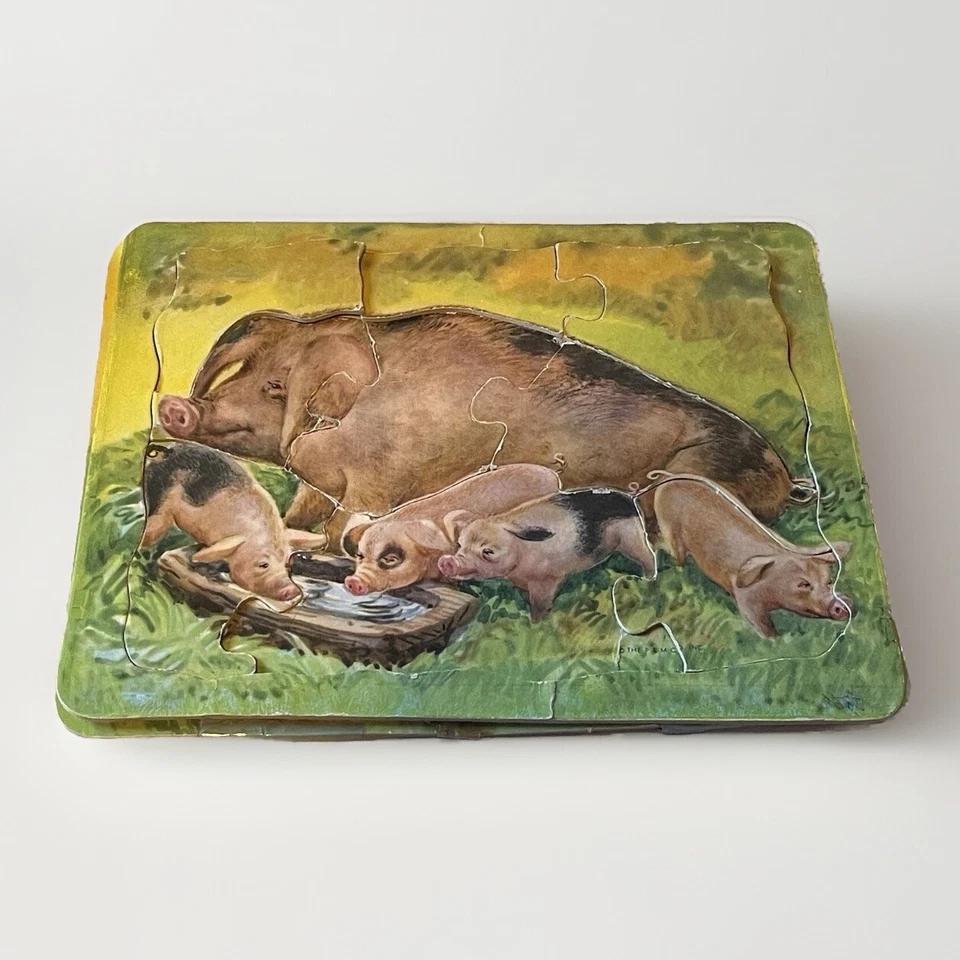 VINTAGE 1949 PLATT & MUNK 4 DIE CUT PUZZLES BABY FARM ANIMALS Complete- Read - Image 4 of 4