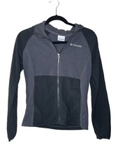 Columbia Fleece Jacket Boys Large 14 16 Black Gray Full Zip Hoodie Pockets