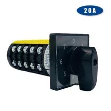 Changeover Selector Rotary Cam Switch 20A 5 Poles Screws Universal 0-7 Position