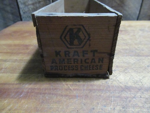 Vintage wood KRAFT AMERICAN PASTEURIZED PROCESSED CHEESE wood box (#A) - Picture 8 of 11