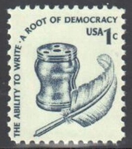 1977 Inkwell and Quill 1 cent US Postage Stamp Scott #1581  MINT