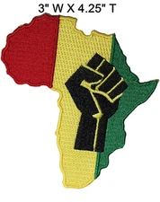 AFRICA BLACK POWER 4.25 INCH IRON-ON EMBROIDERED PATCHES DECORATIVE APPLIQUE 
