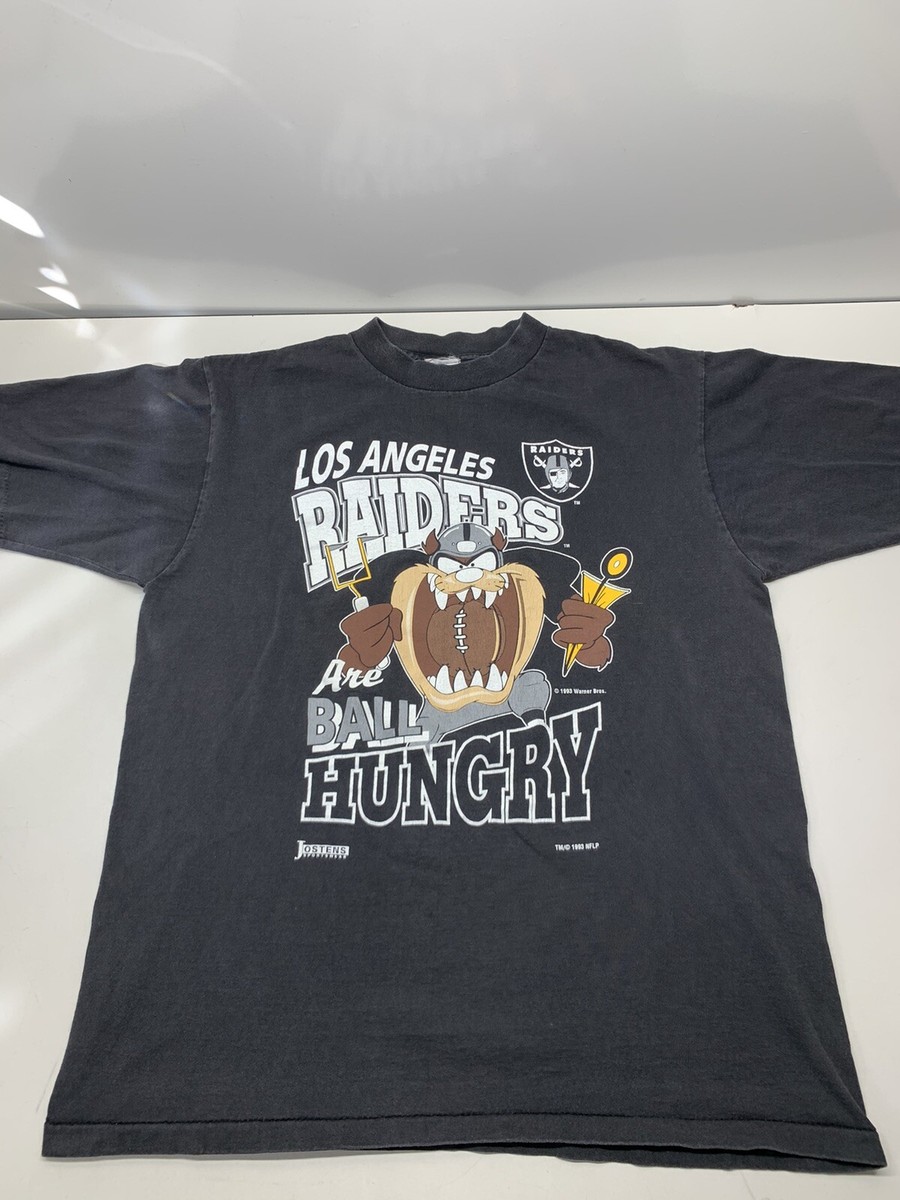 Vintage 1993 Los Angeles Raiders Taz Ball Hungry Shirt Warner Bros