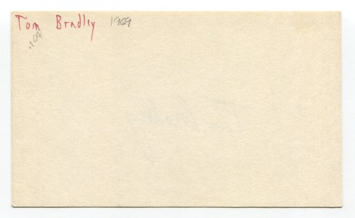 Tom Bradley Signed Cut Index Card Autographed Baseball MLB '69 California Angels - Picture 2 of 2