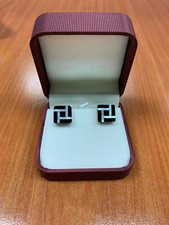 Men's Black Pearl Cuff's Button Cufflinks with Geometrical Pattern