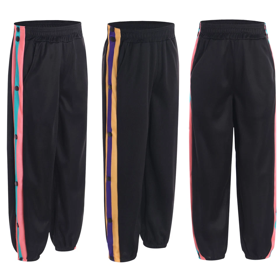 Boy Side Split Buttons Pants Loose Fit Pants Button Sport Running Sweatpants - Image 3 of 3