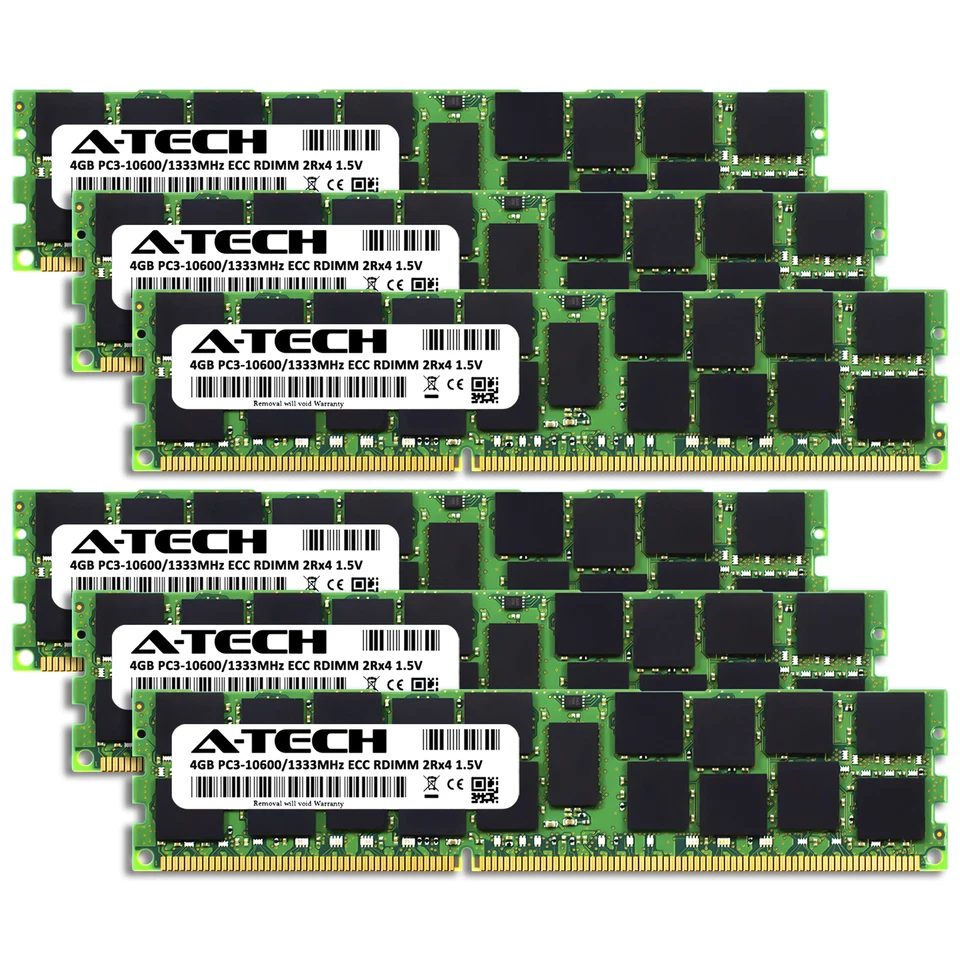 24GB 6x 4GB PC3-10600R RDIMM ASUS RS700D-E6/PS8 RS704D-E6/PS8 Memory RAM - Image 2 of 3