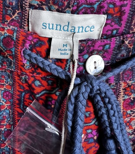 Neu mit Etikett Sundance Kalini Shorts - Leinen Baumwolle - fuchsiafarbener Druck M Quaste Gürtel - Bild 5 von 5