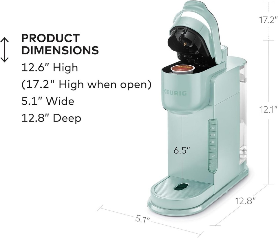 K Cup Pod Coffee Maker Single Serve,3Brew Sizes,Fully Automatic,Mint