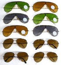 Lot 10 Vintage 1970s French New Pilot Style Metal Frame Sunglasses New Old Stock
