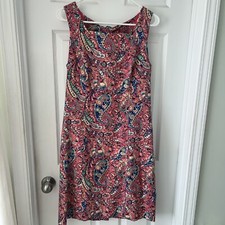 Talbots Sheath Dress Size 6 Pink Colorful Textured Paisley Print Sleeveless