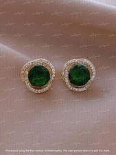 Lab-Created Emerald 2.20 Ct Round Cut Stud Earrings 14K Yellow Gold Plated