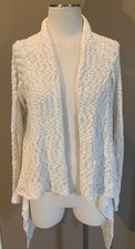 S/M Textured Open Front Ivory Cardigan Sweater W Long Sleeves