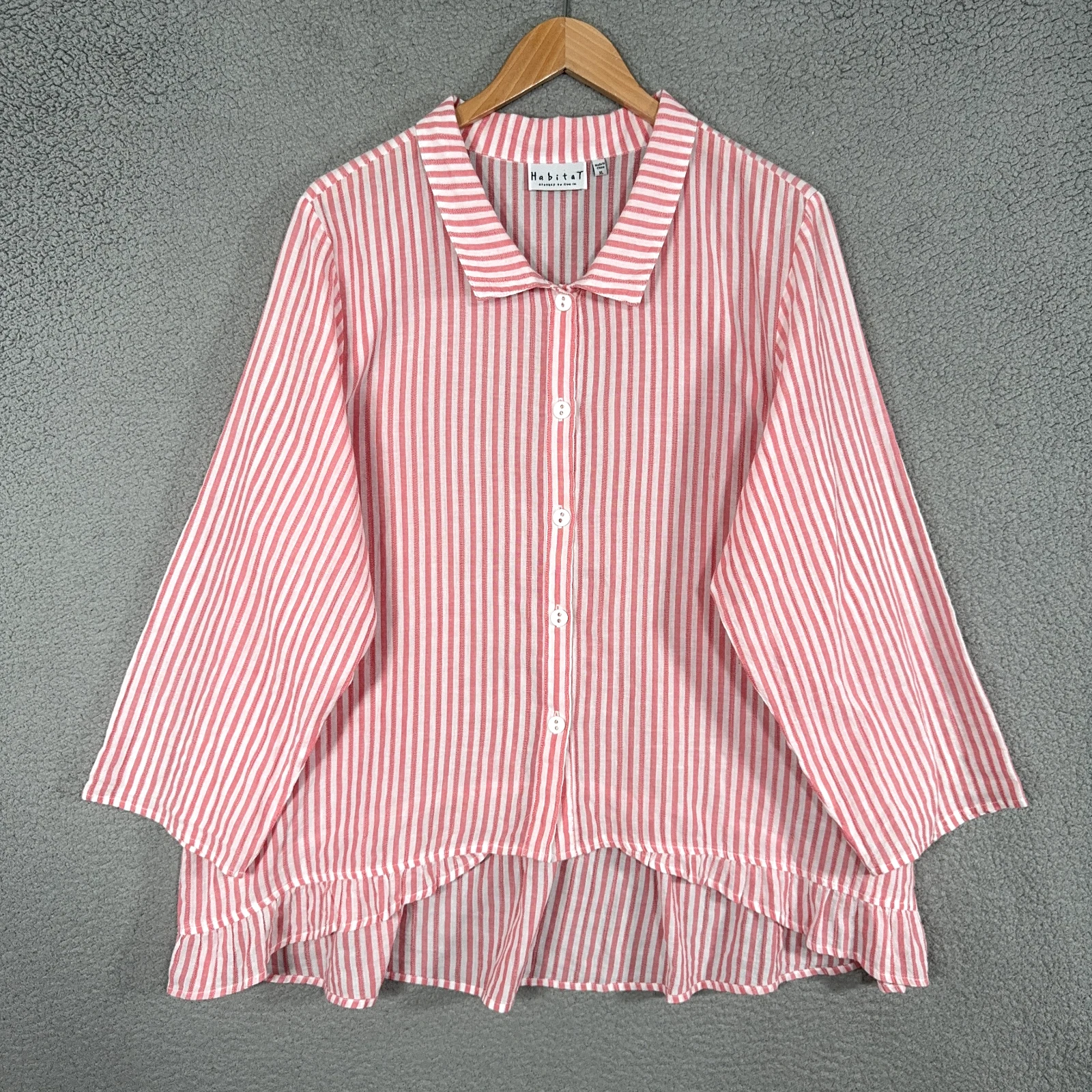 habitat flowy lagenlook button strip shirt
