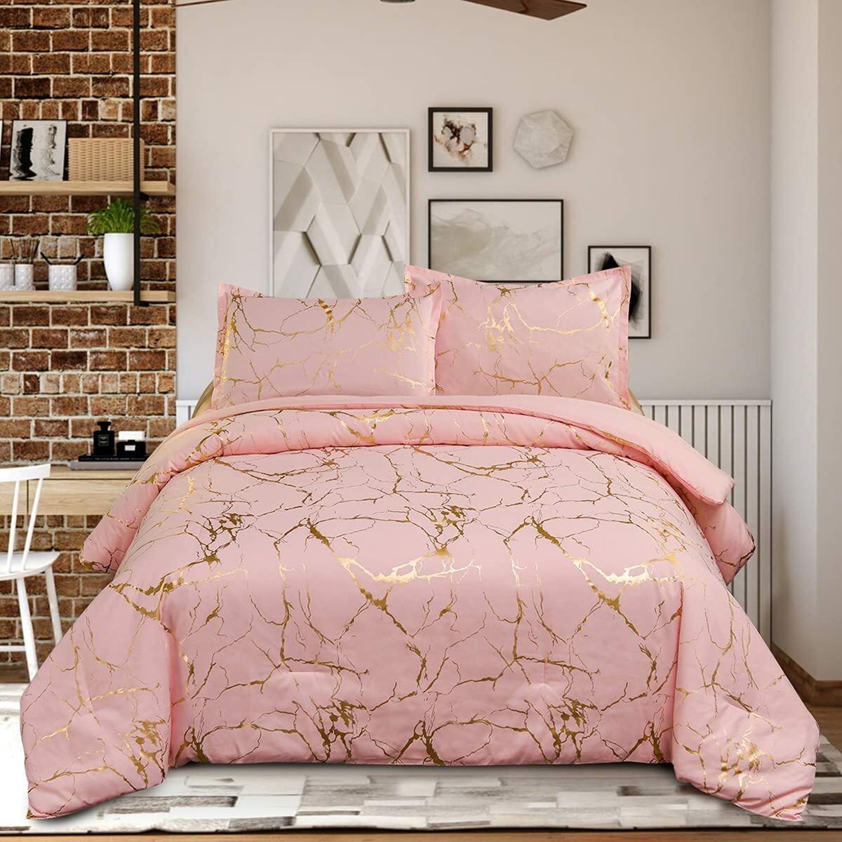 Pink Gold Metallic Marble Foil 3 pc 