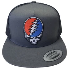 Grateful Dead Skull Patch Trucker Hat YP Classics 6006 Snapback Charcoal/Black
