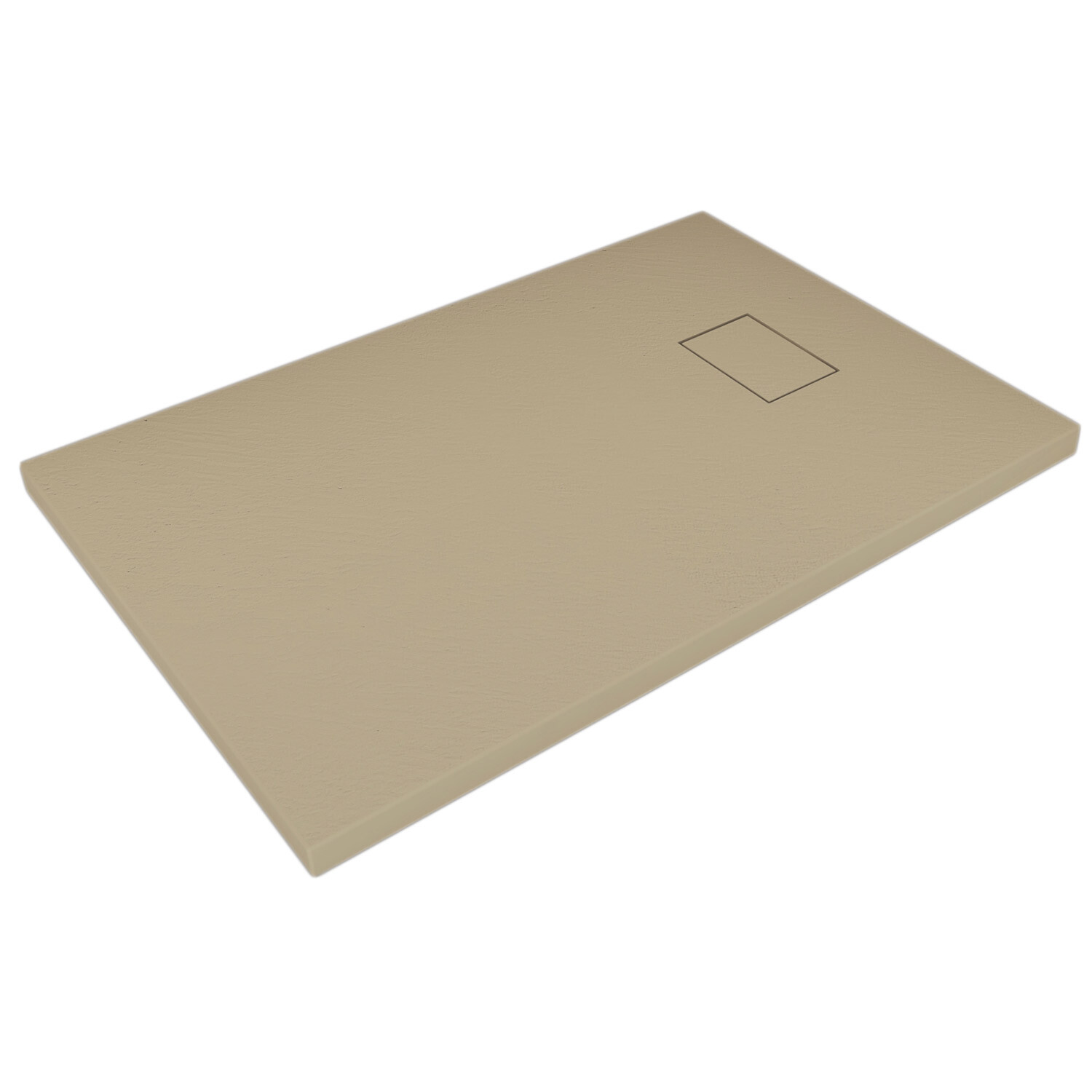 Receveur de douche en mineralmarbre gris anthracite surface effet pierre ardoise, série Cannes, slim 3 cm, revêtu de Gelcoat, antidérapant