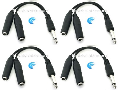 4 Pack 1/4'' Male Mono Plug to Dual 1/4'' Jacks (F) Premium Audio Cable Wire VWLTW