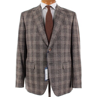 Sant'Andrea NWT Wool Blend Sport Coat Size 54R (44R US) In Brown & Gray Plaid