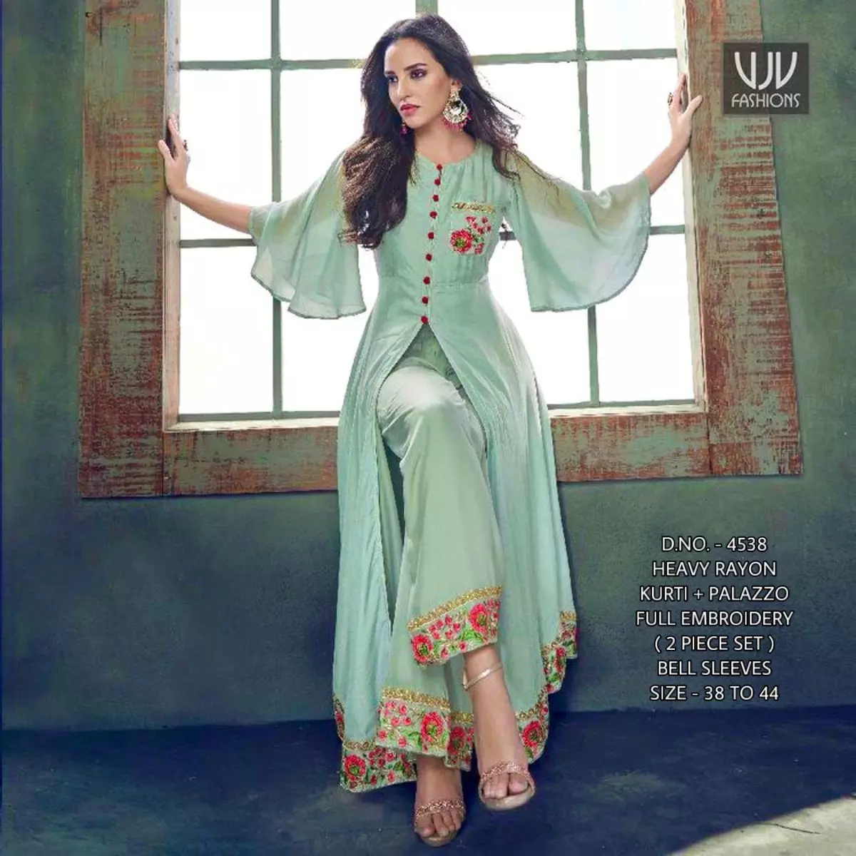 NEW DESIGNER PARTY WEAR LOOK NAYRA KURTI WITH PLAZO AND EMBROIDERY WORK –  Prititrendz